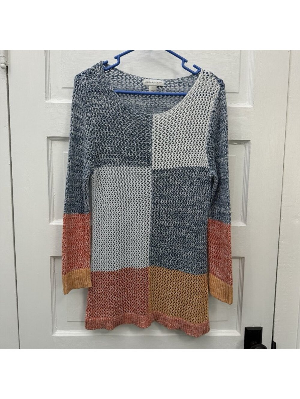 Christopher & Banks Women’s M Cotton Open Knit Colorblock Tunic Sweater